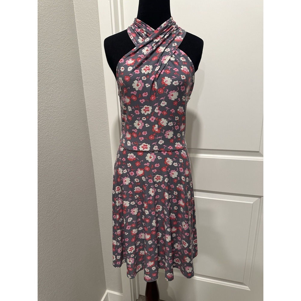 Free People Gray & Pink Floral-print Halter Dress Small Summer Wedding Romance